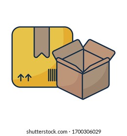 cardboard boxes on white background vector illustration design
