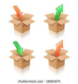 Cardboard boxes. Packing, unpacking