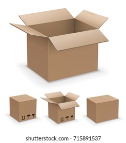 Cardboard boxes set. 