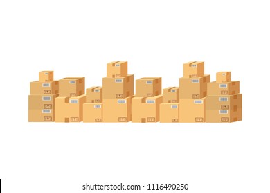 cardboard boxes set on white background isolated eps10 vector illustration