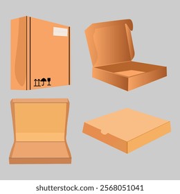 Cardboard boxes set super template