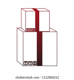Cardboard boxes stacked red lines