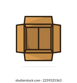 Cardboard Boxes Top View vector illustration. Business and cargo object icon concept. Delivery cargo open boxes vector design with shadow. Empty open and cardboard box icon design.