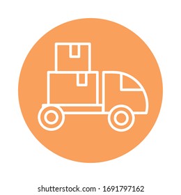 cardboard boxes in truck transport cargo shipping related delivery vector illustration block style icon