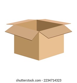 Cardboard box,open,brown,empty,isolated on a white background.Vector illustration.