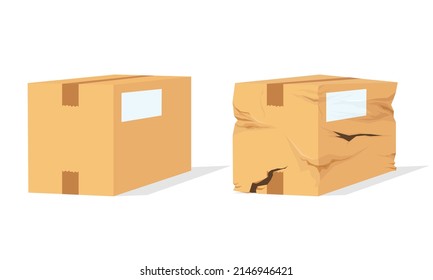 Cardboard and broken cardboard box, delivery packages