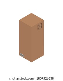 Cardboard brown box, crate box 3d, isometric box. Vector illustration.