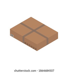 Caja marrón de cartón, caja de cartón 3d, caja isométrica. Ilustración vectorial.