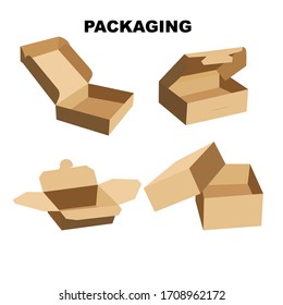 Cardboard brown delivery boxes vector design.