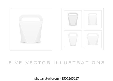 Cardboard carry boxes packaging for food. Illustration isolated on white background. Graphic concept for your design