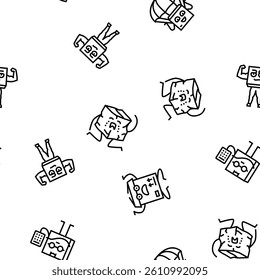 cardboard character box package vector seamless pattern thin line illustration