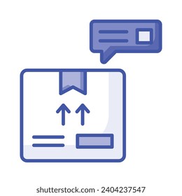 Cartón con el icono de concepto de burbuja de chat de cumplimiento de pedidos, diseño de vector entregado por paquete
