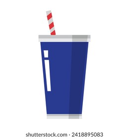Cardboard cola glass with straw line icon. Sweets, drink, fat food, bottle, store. Vector icon for business and advertising