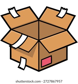 Recipiente de papelão doodle vetor desenho isolado fundo branco
