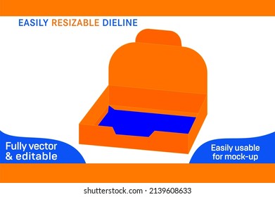 Cardboard counter display box dieline template and 3D box design