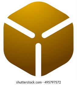 Cardboard cube box logo, icon
