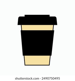 A cardboard cup of coffee. Highlighted on a white background.