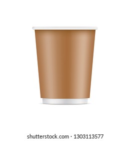 Cardboard cup mockup - front view. Vector illustration