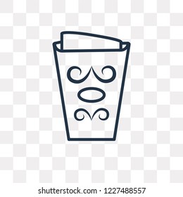 Cardboard cup vector outline icon isolated on transparent background, high quality linear Cardboard cup transparency concept can be used web and mobile