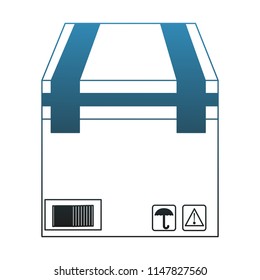 Cardboard delivery box blue lines