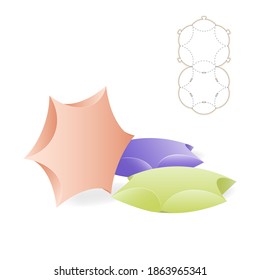 Cardboard Die Cut. Folding Ready Packaging, No Glue Needed. Retail gift box.  Blueprint template 3D preview. Vector illustration on transparent background.