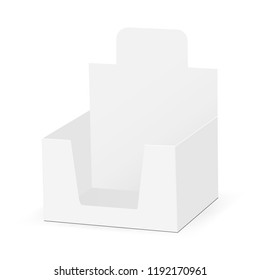 Cardboard display box mock up - half-side view. Vector illustration