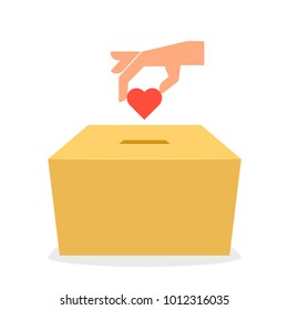 Pappspendenbox-Symbol. Vektorbild einzeln auf weißem Hintergrund