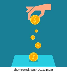 Icono de caja de donación de cartón. Imagen del vector aislada en el fondo