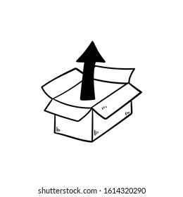 cardboard doodle icon vector hand drawing 