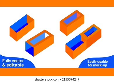 Cardboard drawer gift box with window die cut template and 3D box design