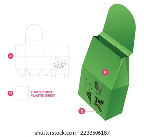 Cardboard flip packaging box with Christmas festival window die cut template