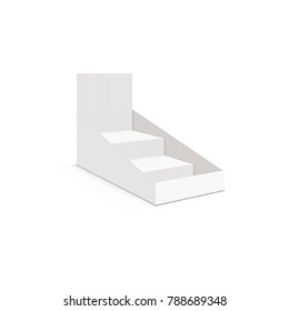 Cardboard floor display rack. Illustration isolated on white background. Graphic concept for your design