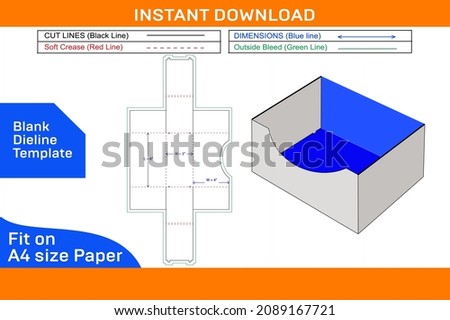 Cardboard Folding tray box dieline template and 3D render file box design