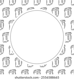 cardboard frame. doodle cardboard circle frame. hand drawn cardboard frame background. cardboard background