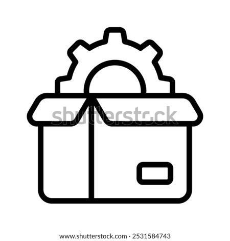 Cardboard with gear symbolizing delivery management icon, product management