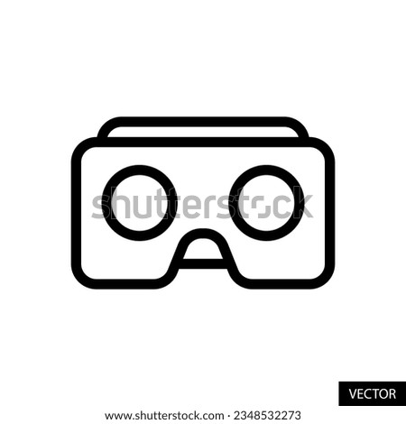 Cardboard glasses, virtual reality headset, VR box vector icon in line style design for website, app, ui, isolated on white background. Editable stroke. EPS 10 vector illustration.