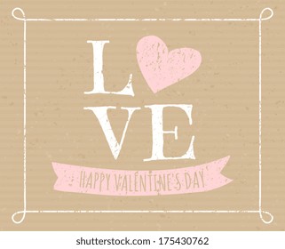 Cardboard greeting card design for Valentine's Day.