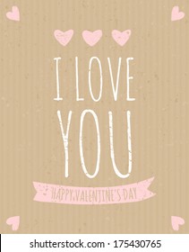 Cardboard greeting card design for Valentine's Day.