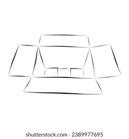 cardboard, hand draw sketch doodle Vector white
