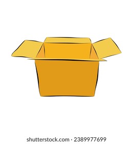 cardboard, hand draw sketch doodle Vector white
