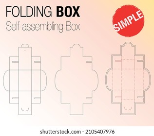 Cardboard handle box and Christmas tree window with transparent plastic sheet die cut template. Cardboard handle box and Christmas tree window with transparent plastic sheet die cut template