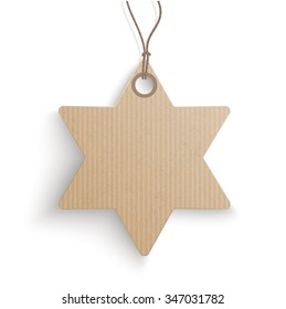 Cardboard hanging price sticker on the white background.  Eps 10 vector file.