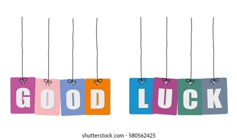 Cardboard hanging - vector colorful. Tags - good luck