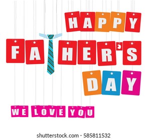 Cardboard hanging - vector colorful. Tags - happy father's day
