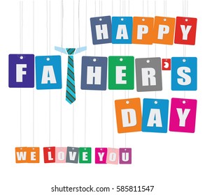 Cardboard hanging - vector colorful. Tags - happy father's day