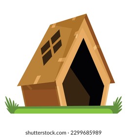 Cardboard house building. Kids game home. New house, real estate concept. Box building for kids playing. Big toy constructions. Vector illustration in flat style