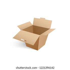 Cardboard icon mockup of carton box for transportation fragile products. Packing for logistic, distribution of goods vector isolated sign of storage container