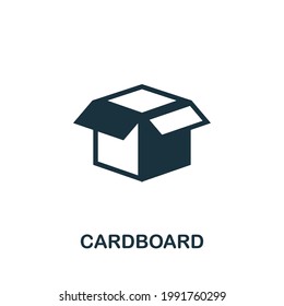 Icono de cartón. Elemento sencillo monocromo de la colección de envases. Icono de cartón creativo para diseño web, plantillas, infografías y más