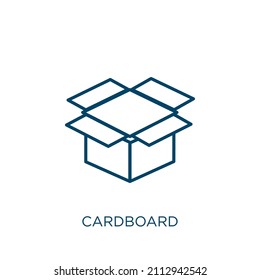 cardboard icon. Thin linear cardboard outline icon isolated on white background. Line vector cardboard sign, symbol for web and mobile