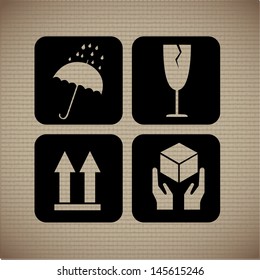 Cardboard icons over lineal background vector illustration